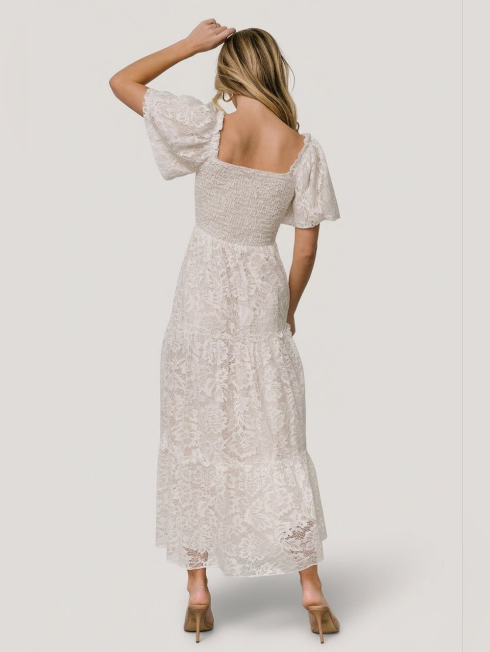 Baltic Born Aspen Smocked Lace Maxi Dress Summer Wedding Romantic White 3XL - Picture 9 of 10